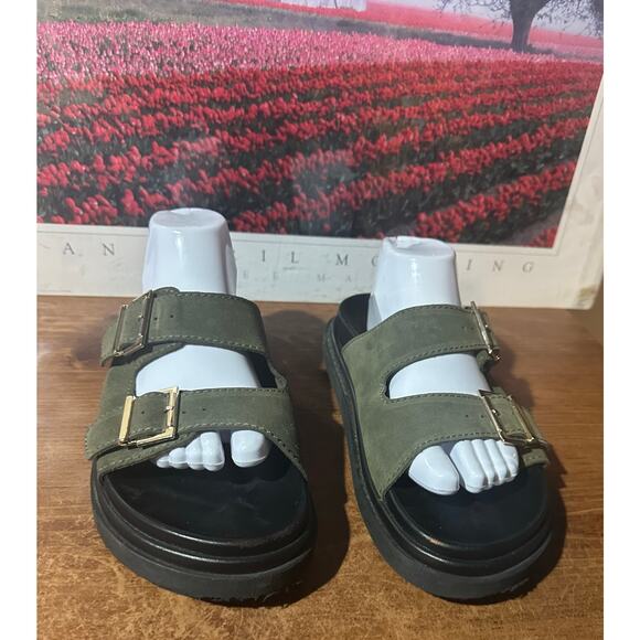 Aloha green Black chunky buckle sandals size 42 Spain Unisex - Picture 3 of 9